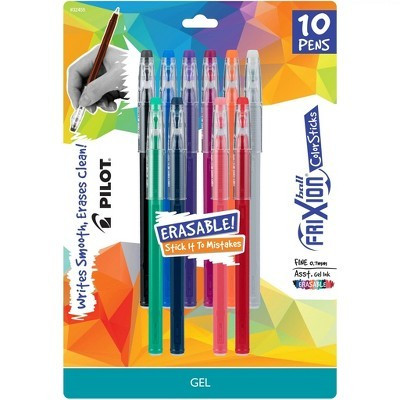 Pilot 10ct FriXion ColorSticks Erasable Gel Pens Fine Point 0.7mm Assorted Inks: Art & Office Stationery, 10-Pack | Target