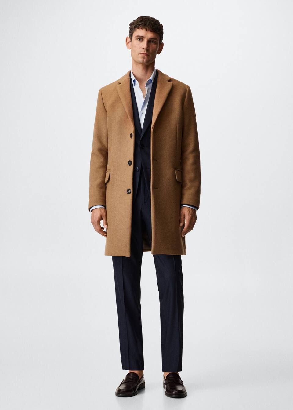 Long recycled wool coat -  Men | Mango Man United Kingdom | MANGO (UK)