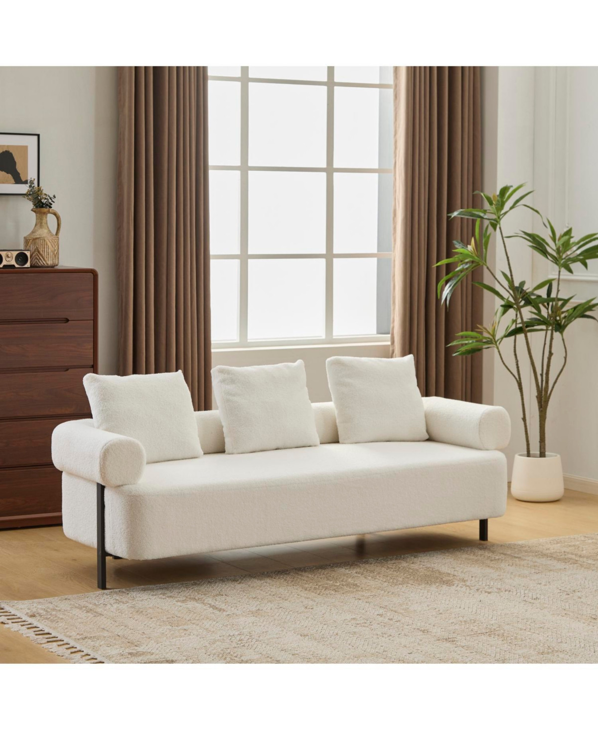 Streamdale 78" Modern Beige Sofa Couch with 3 Pillows - Beige | Macy's