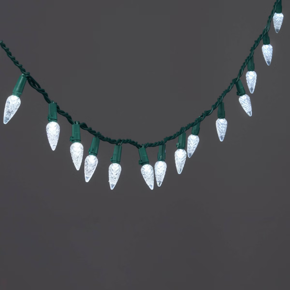 60ct LED C6 Faceted Christmas String Lights Cool White with Green Wire - Wondershop™ | Target