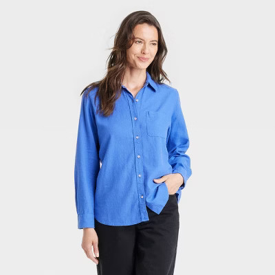 Women's Long Sleeve Collared Linen Button-Down Shirt - Universal Thread™ | Target