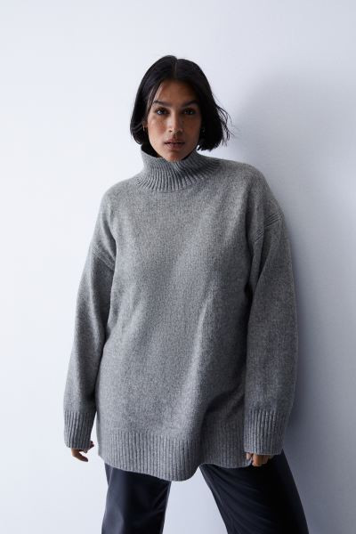 Oversized-Rollkragenpullover - Graumeliert - DAMEN | H&M CH | H&M (DE, AT, CH, NL, FI)
