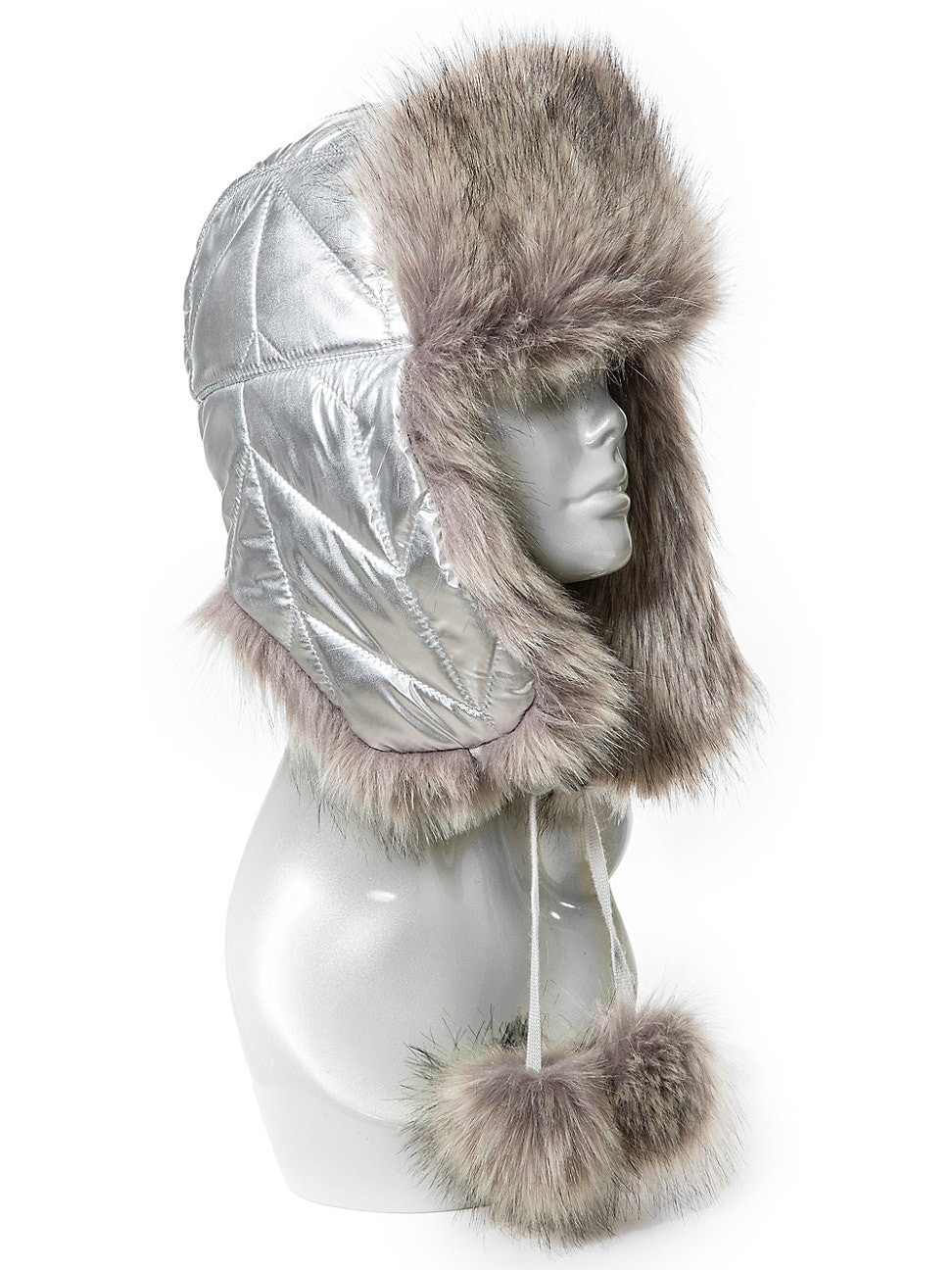 Women's Puff Trooper Faux Fur Trapper Hat - Silver | Saks Fifth Avenue
