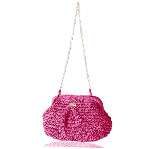 wicker purses for women straw vintage purse small raffia summer beach vacation crossbody bag Straw-shell-pink | Amazon (US)