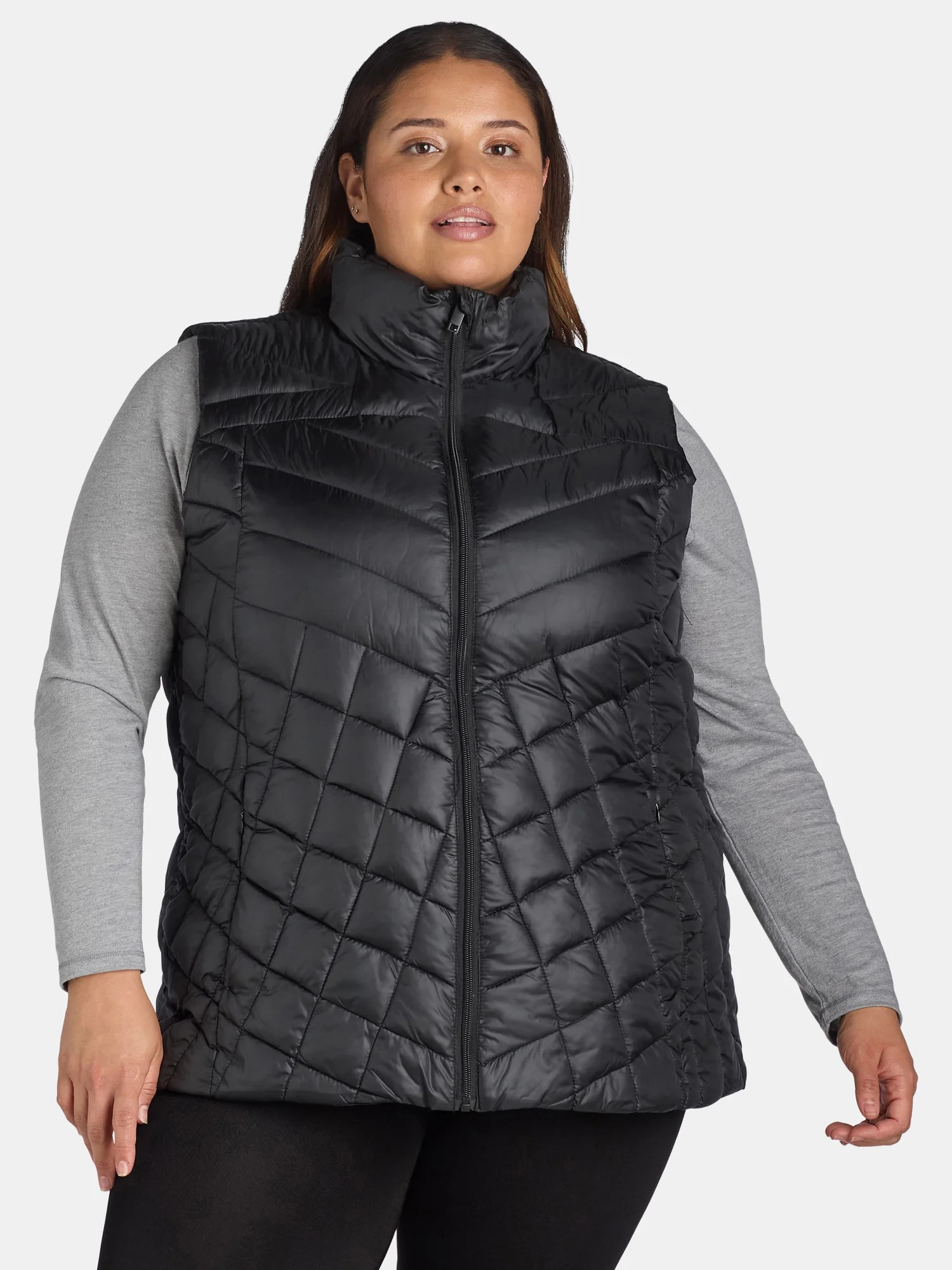 Big Chill Women's Chevron Quilted Puffer Vest, Midweight, Sizes S-3X | Walmart (US)