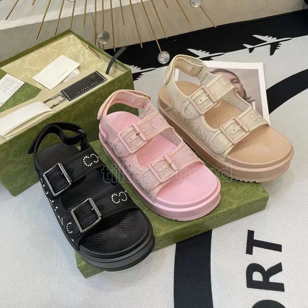 Designer New Platform Sandals Slippers Thick Casual Slippers Adjustable Buckle Women's Band drill... | DHGate