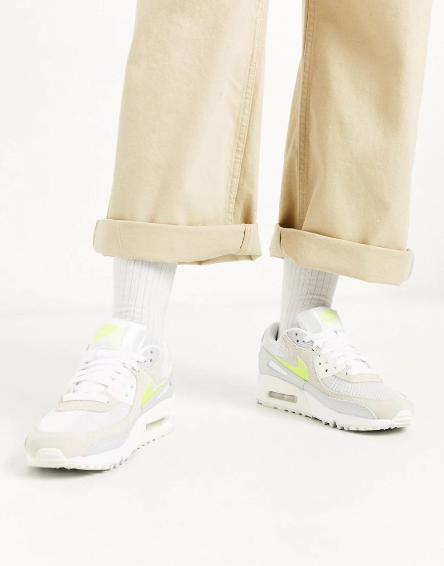 Nike Air Max 90 trainers in white and yellow | ASOS (Global)