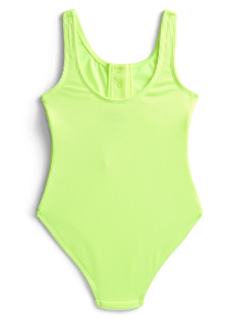 Weekend Academy Girls Henley Rib One Piece Swimsuit, Sizes 4-18 | Walmart (US)