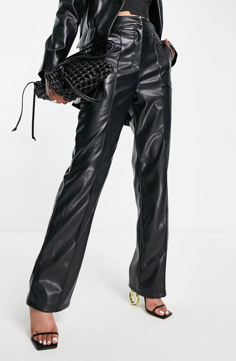 ASOS DESIGN Faux Leather Straight Leg Trousers | Nordstrom | Nordstrom