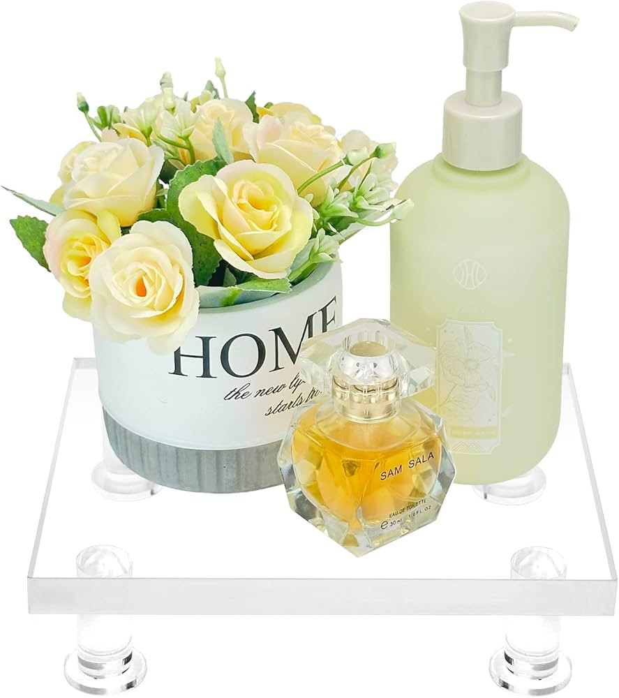 Bigfety Acrylic Pedestal Tray Stand Riser for Bathroom Kitchen countertop, Clear Display Base Hom... | Amazon (US)