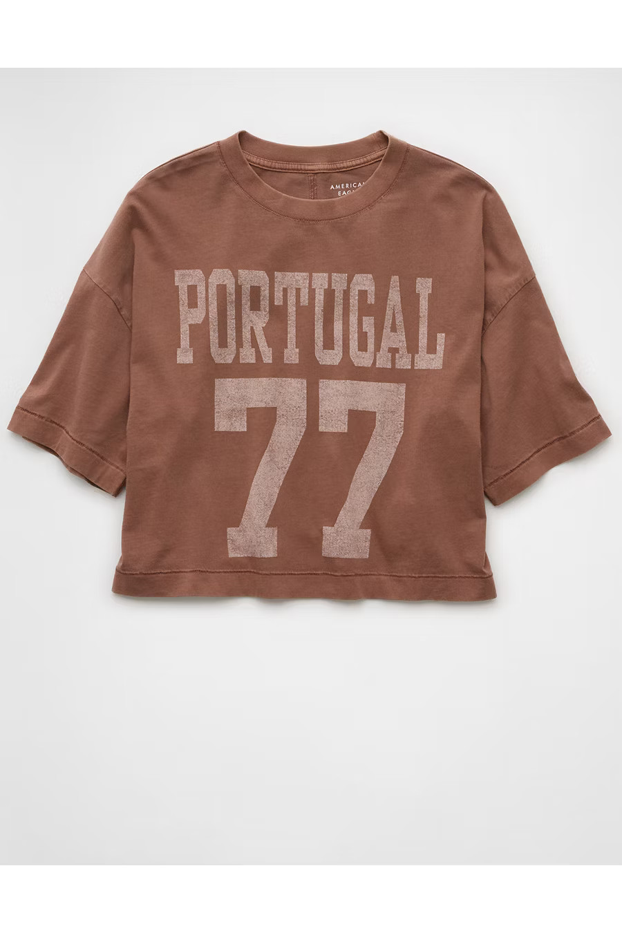 AE Boxy Cropped Destination Graphic T-Shirt Women's Rust XL | American Eagle Outfitters (US & CA)