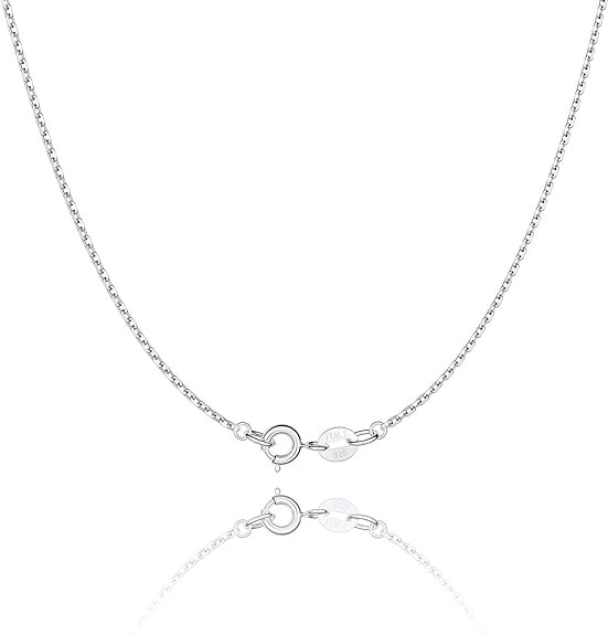 Jewlpire 925 Sterling Silver Chain Necklace Chain for Women 1.1mm Cable Chain Necklace Upgraded S... | Amazon (US)