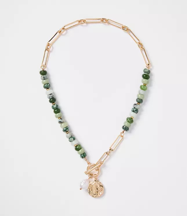 Pearlized Coin Statement Necklace | LOFT