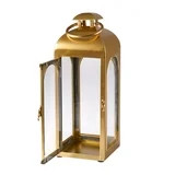 Better Homes & Gardens Gold Metal Lantern Candle Holder with Clear Glass Panels | Walmart (US)