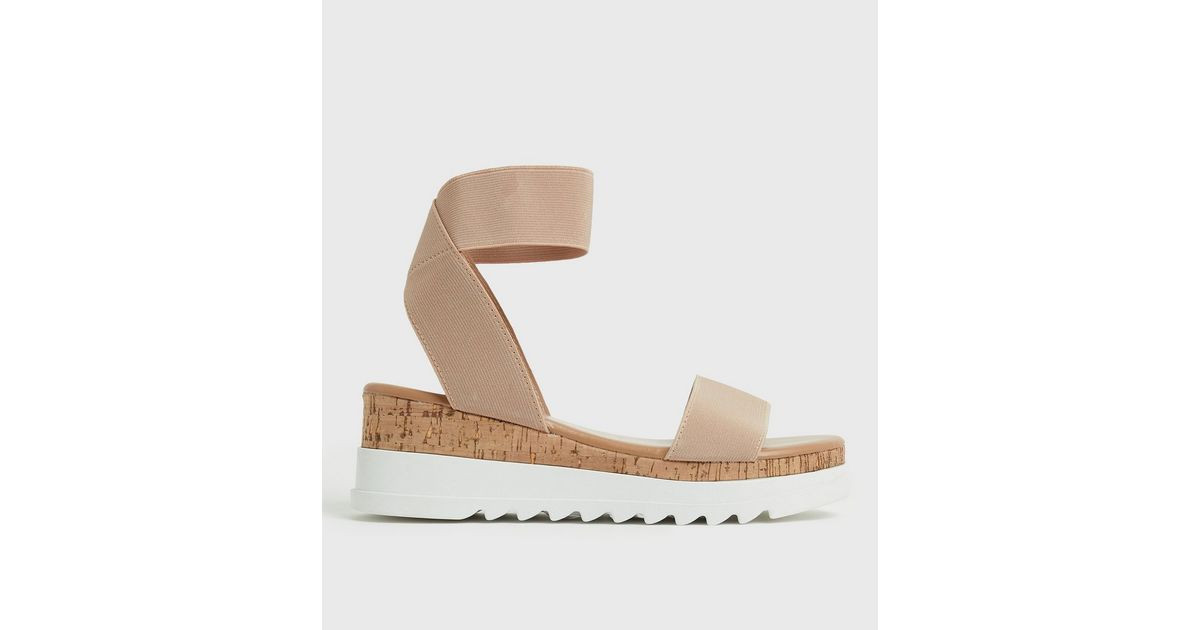 Cream Elastic Strap Footbed Wedge Sandals
						
						Add to Saved Items
						Remove from Saved... | New Look (UK)