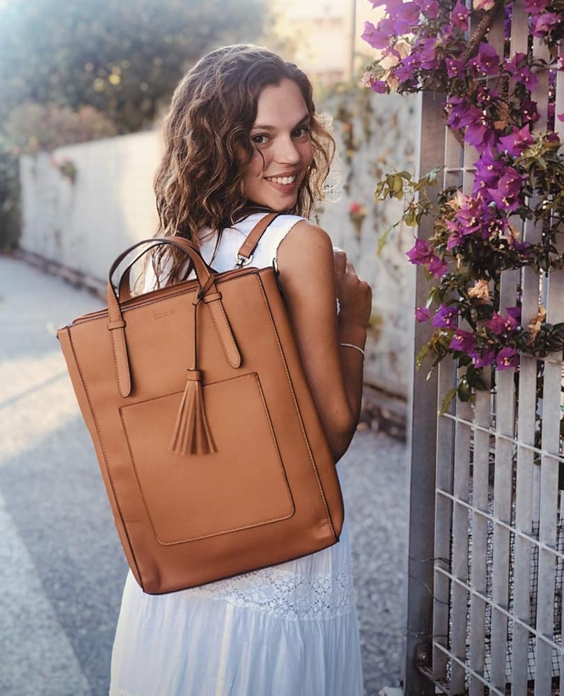 ECOSUSI Tote Bag Convertible Backpack for Women Vegan Leather Handbag Multifuction Shoulder Bag | Amazon (US)