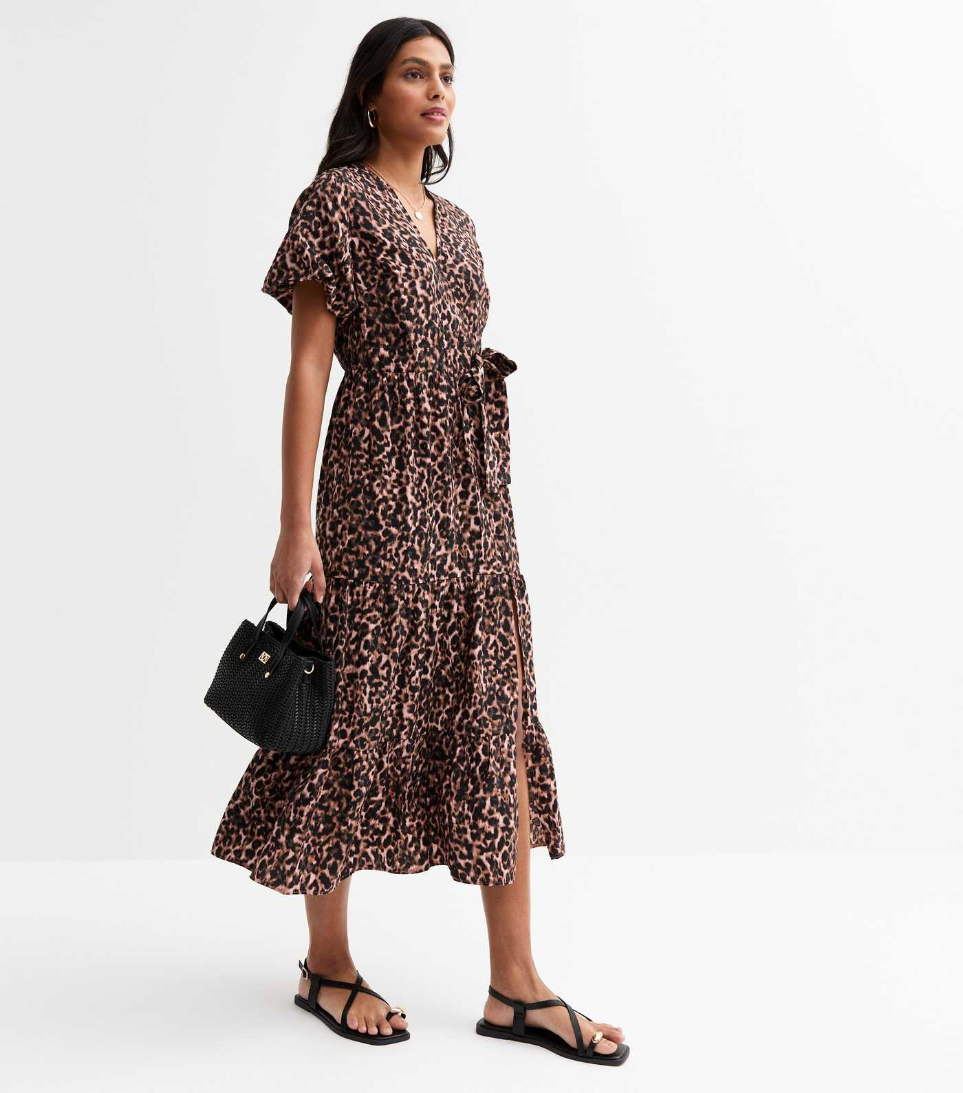 Brown Leopard Print Wrap Midi Dress | New Look | New Look (UK)