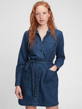 Tie-Waist Denim Mini Dress | Gap (US)