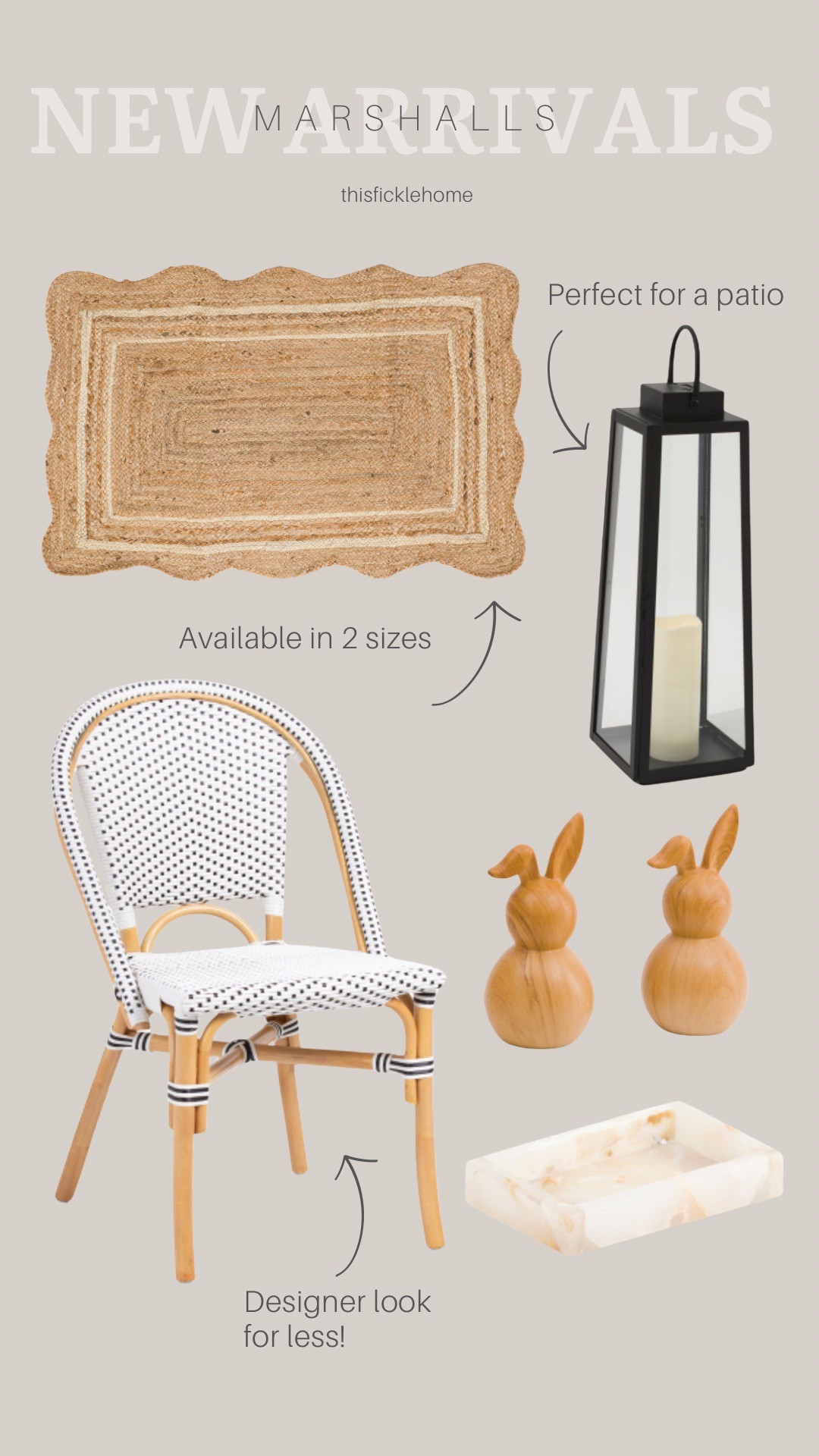 Latest home finds at Marshall’s!

Affordable home finds. Wood bunnies. Rattan bistro chair. Outdoor lantern. Marble soap dish. Scalloped jute rug.

#LTKSeasonal #LTKSaleAlert #LTKHome