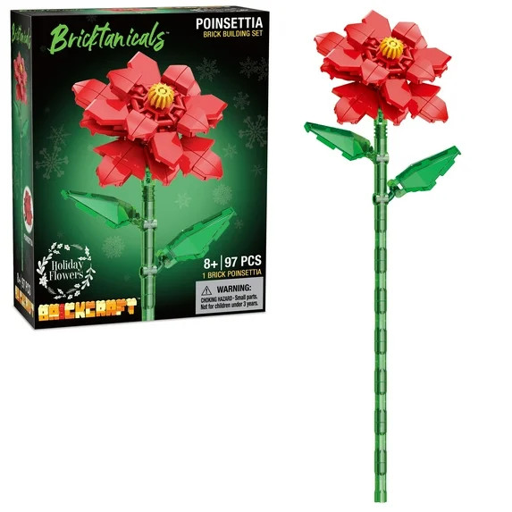 Brickcraft Bricktanicals Poinsettia Brick Building Kit (97-Plastic Piece Set), DIY Building Kit, ... | Walmart (US)