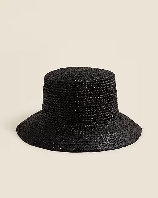 Wide-brim raffia bucket hat | J. Crew US