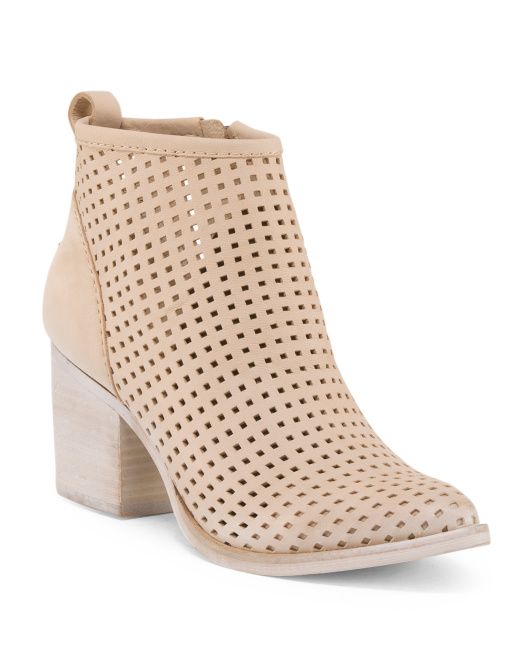 Perforated Nubuck Leather Booties | TJ Maxx