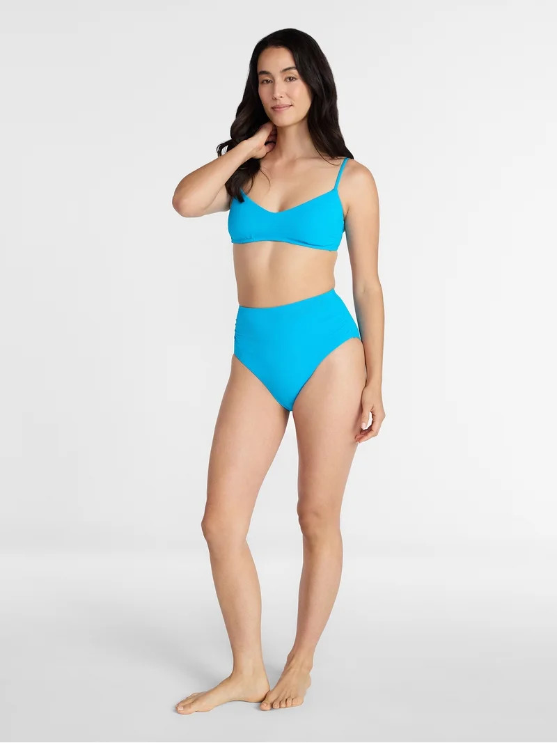 Time and Tru Women's and Women's Plus Ribbed High Waisted Bikini Bottoms, Sizes XS-3X | Walmart (US)