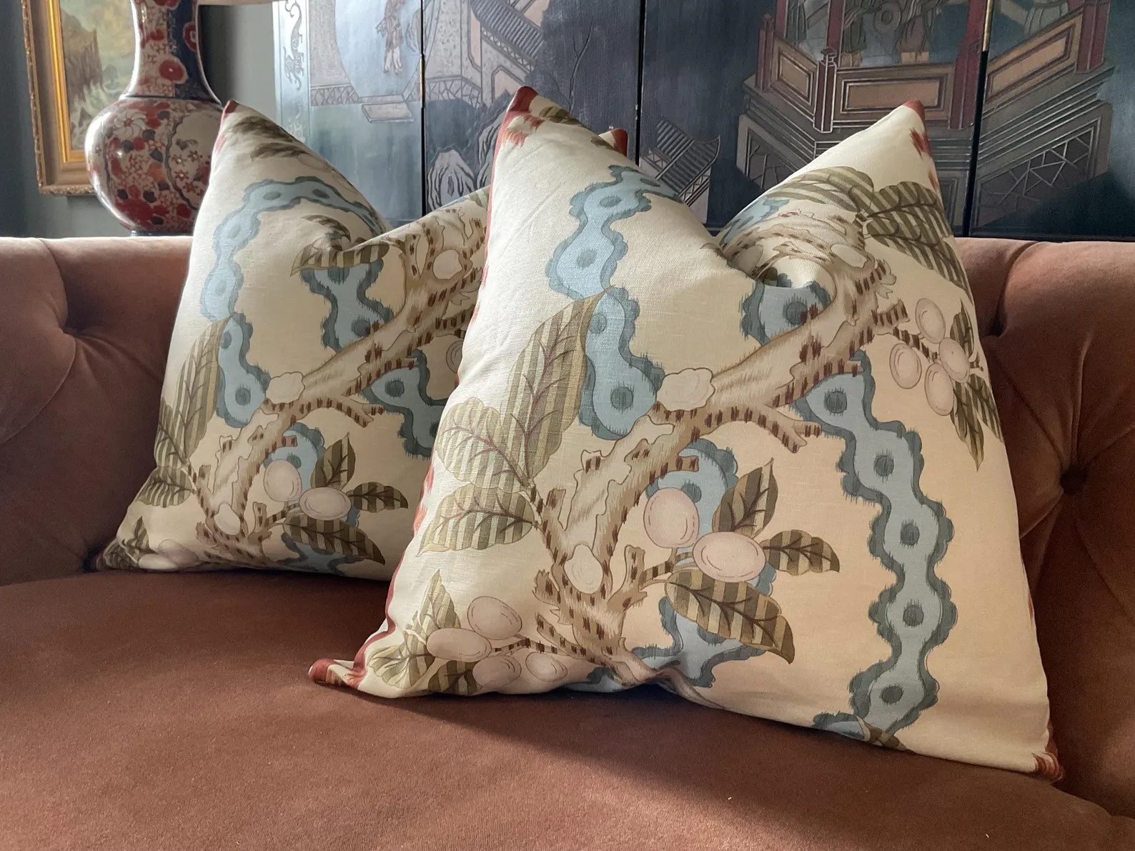 Brunschwig & Fils "Josselin"- Rust And Blue Pillow Cover (backordered) | Etsy (Global)