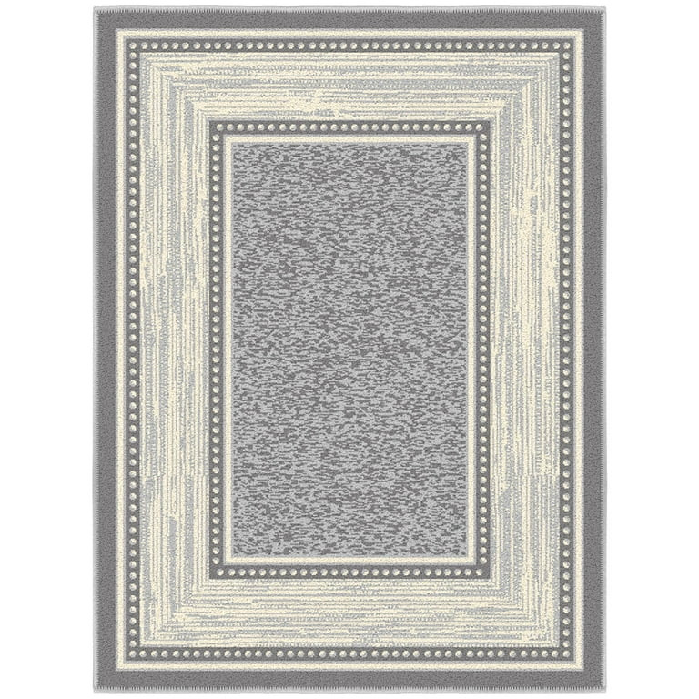 Ottomanson Machine Washable Non-Slip Rubberback Bordered 2x3 Indoor Area Rug, 2'3" x 3', Light Gr... | Walmart (US)