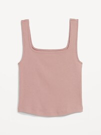 Fitted Square-Neck Ultra-Cropped Rib-Knit Tank Top for Women | Old Navy (US)