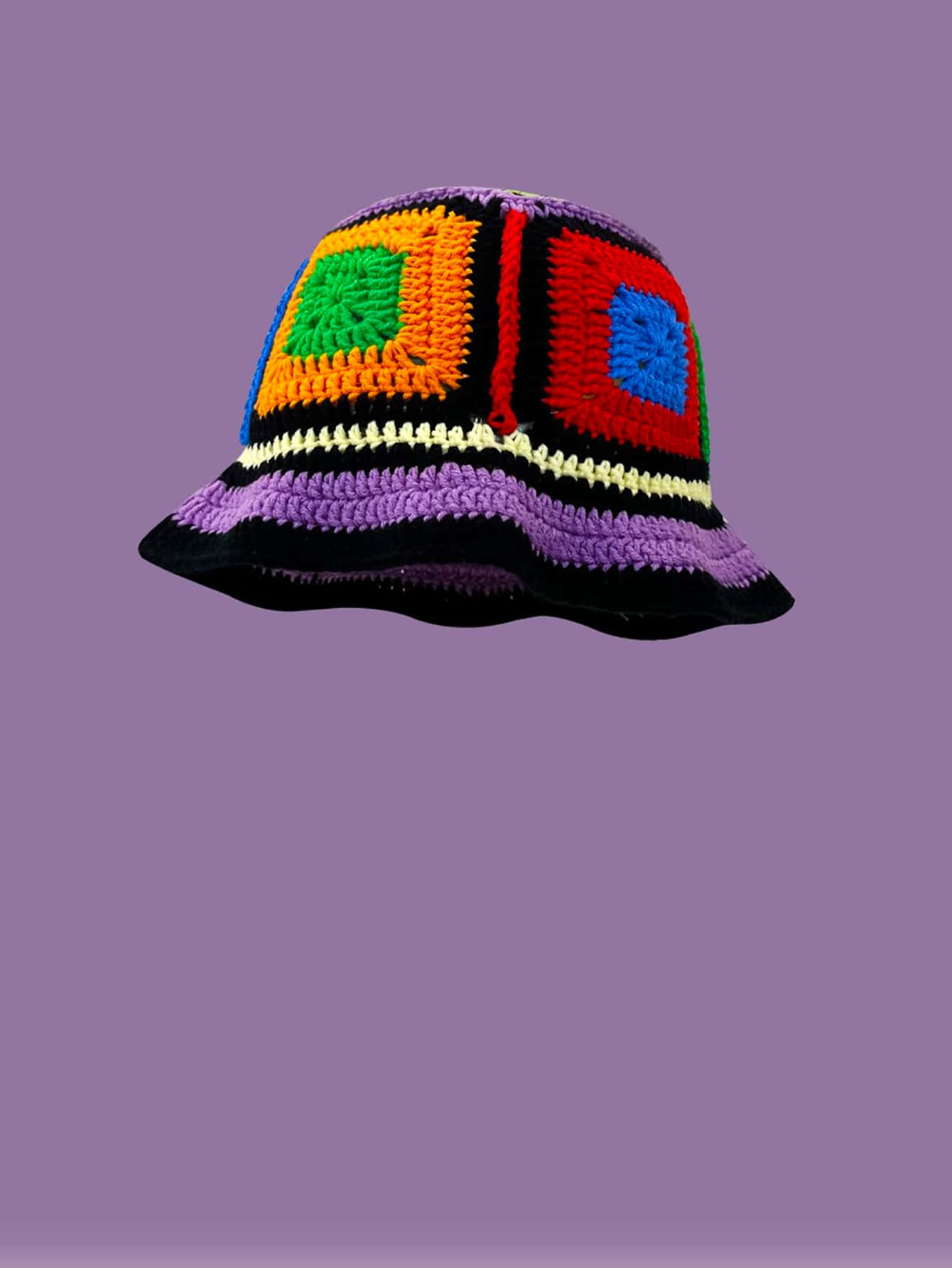 1pc Fashion Accessory Handmade Knitted Bucket Hat With Colorful Blocks, Stripes & Flowers, Winter... | SHEIN