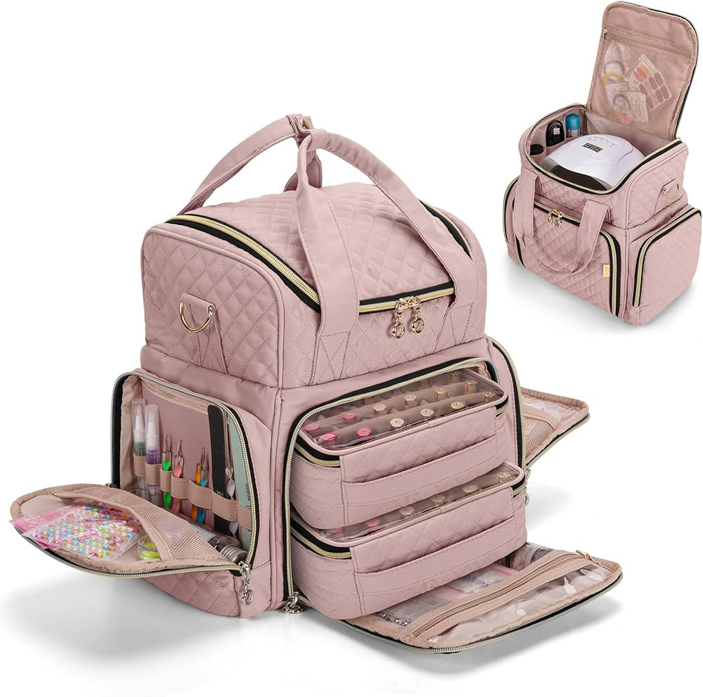 LUXJA Nail Polish Organizer Holds 48 Bottles and a Nail Lamp, Nail Polish Case with 2 Removable B... | Amazon (US)