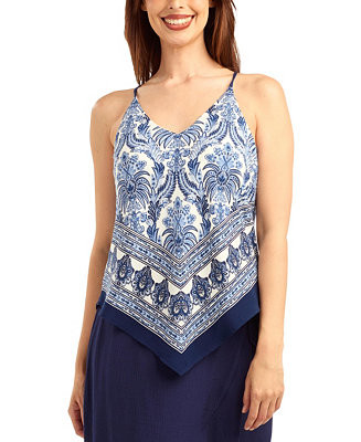 Women's Printed Triangle-Hem V-Neck Top | Macy's