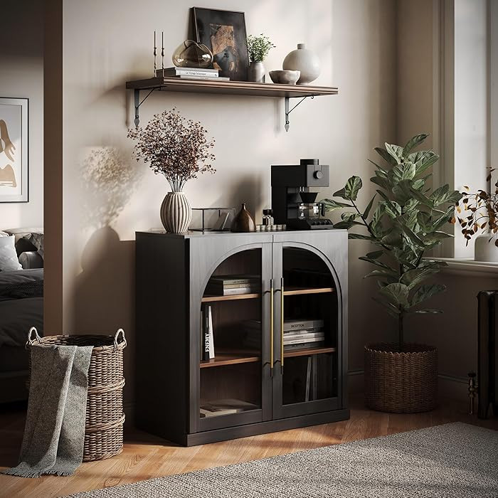 BELLEZE Modular Sideboard with Arched Glass Door, Accent Display Buffet Cabinet with Storage and ... | Amazon (US)