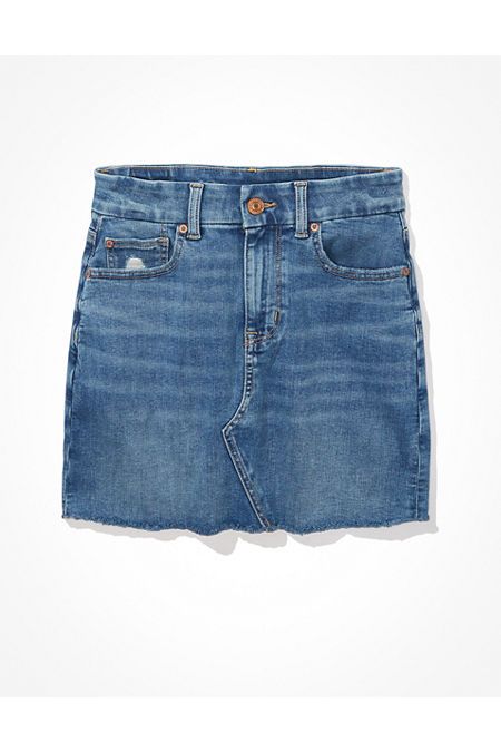 AE Ne(x)t Level Stretch Curvy Denim Mini Skirt | American Eagle Outfitters (US & CA)