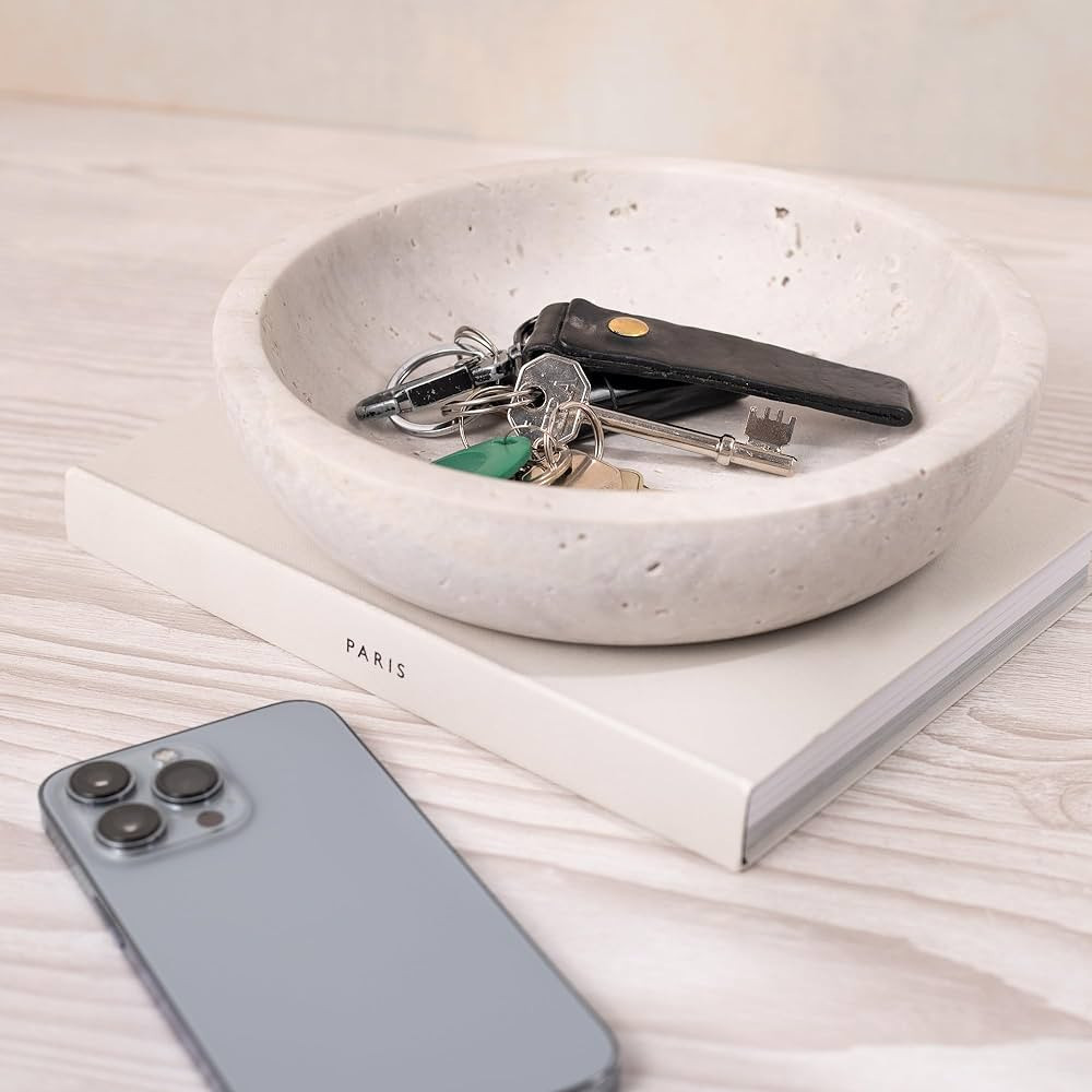 Shelf & Nook Travertine decorative bowls for home decor. Key bowl for entryway table in a choice ... | Amazon (US)