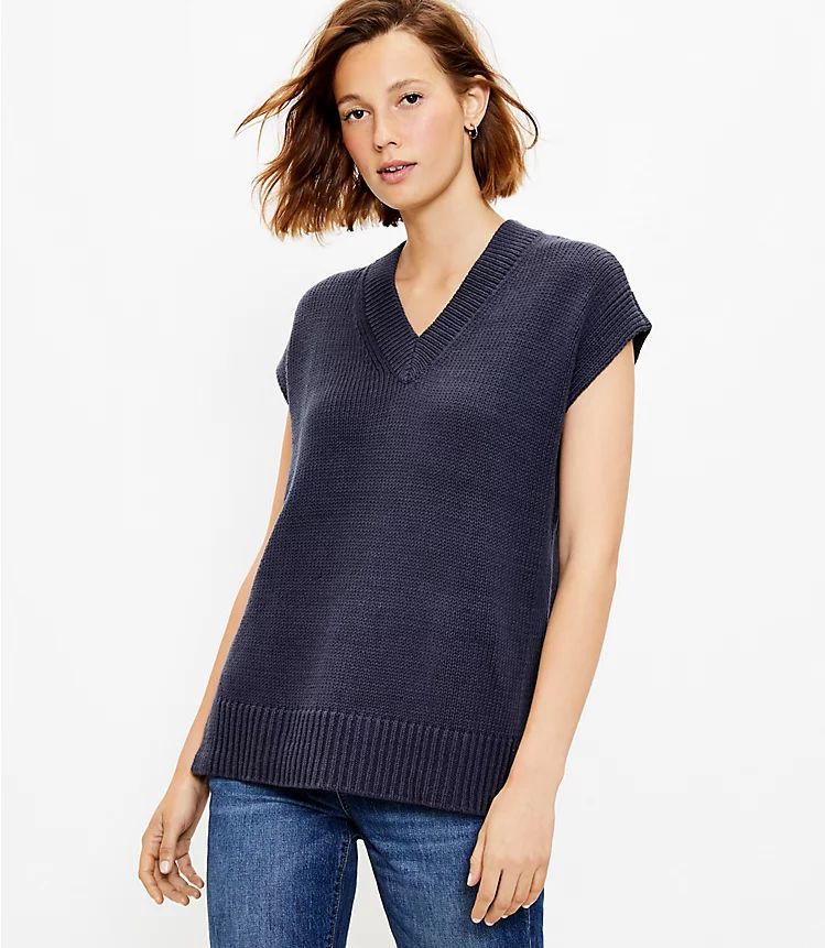 Cap Sleeve V-Neck Sweater | LOFT