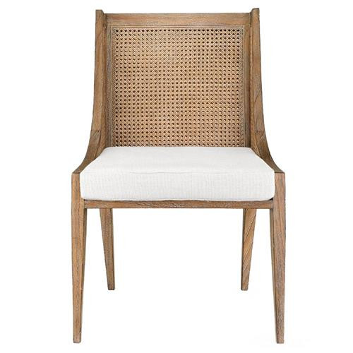Villa & House Raleigh Coastal Beach Brown Mahogany Wood Cane Dining Side Chair | Kathy Kuo Home