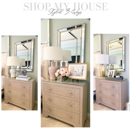 Nightstand styled 3 ways 


Table lamp
Nailhead chest
Nightstand
Bedroom
Mirror 
Decorating designing home decor faux flowers #decorating #homedecor #interiordesign 

#LTKstyletip #LTKhome #LTKsalealert
