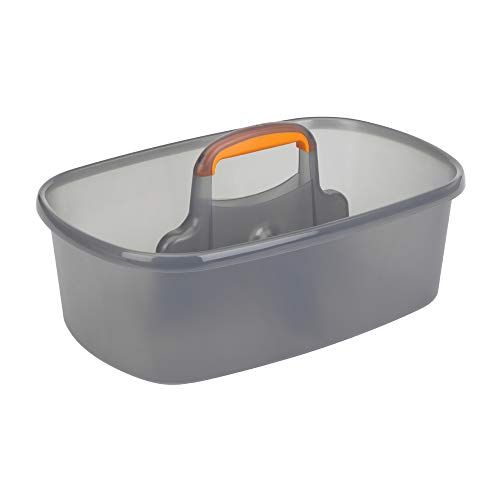 Casabella Cleaning Handle Bucket, Rectangular Storage Caddy, Graphite, 1.5 gallons, Gray and Orange | Amazon (US)