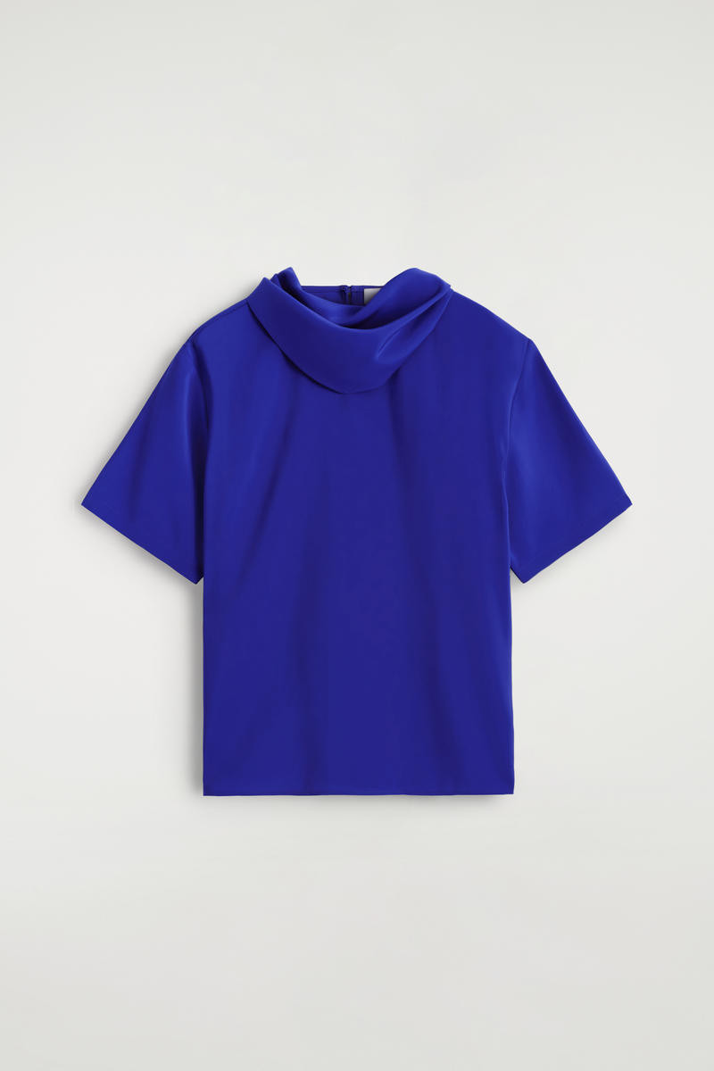 Draped Scarf-Detail Top in Blue | COS UK