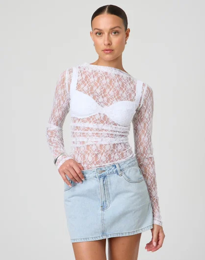 Long Sleeve Lace Top | Glassons (Australia)