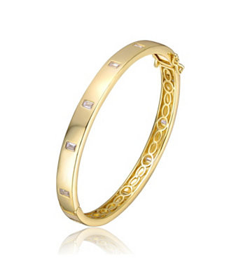14K Gold Plated Bezel Set Cubic Zirconia Bangle Bracelet - Macy's | Macy's