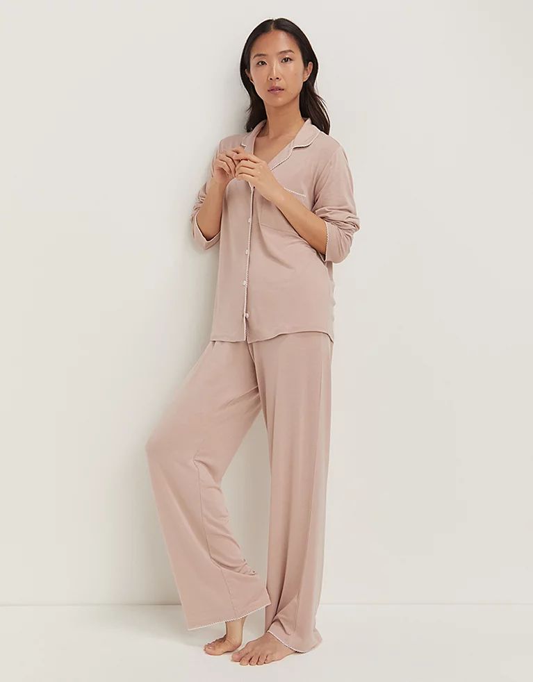 Jersey Stitch Edge Classic Pyjama Set | The White Company UK & ROW