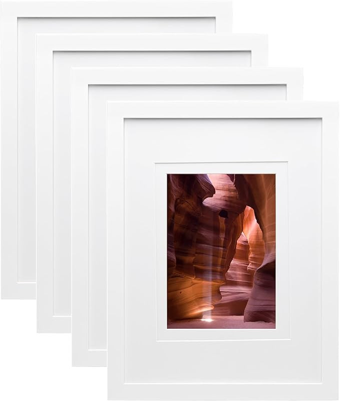 Egofine 9x12 Picture Frames Set of 4, Made of Solid Wood Covered by Plexiglass 5x7 and 6x8 with M... | Amazon (US)