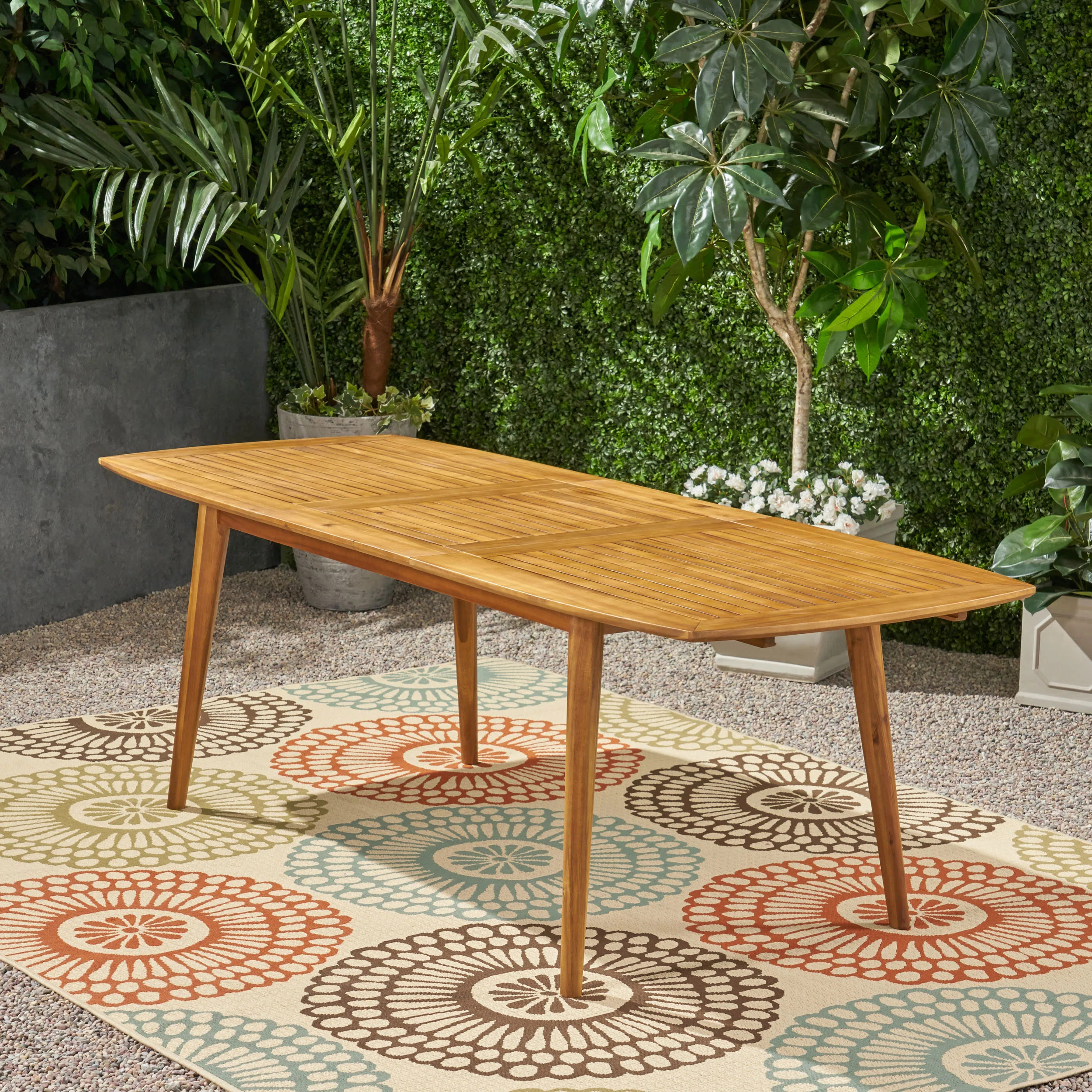 George Oliver Extendable Wooden Dining Table ACACIA WOOD TRADITIONAL SLATS EASY TO MAINTAIN & Rev... | Wayfair North America