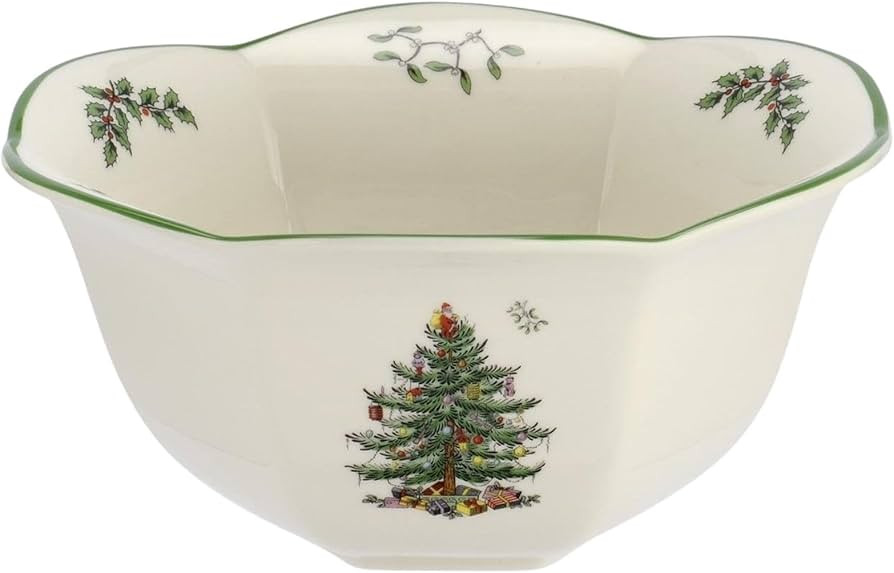 Spode Christmas Tree Hexagonal Nut Bowl - 7-Inch Decorative Earthenware Bowl for Serving Nuts, Ca... | Amazon (US)