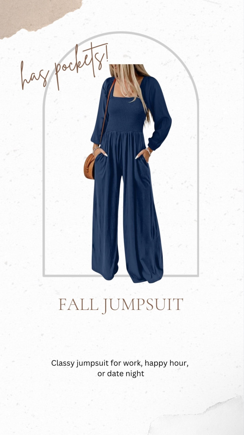 Fall jumpsuit with pockets! A fall jacket over this would be perfect and paired with a pointy bootie with a stacked heel. #fallstyle #jumpsuit #falloutfit

#LTKMidsize #LTKOver40 #LTKSeasonal