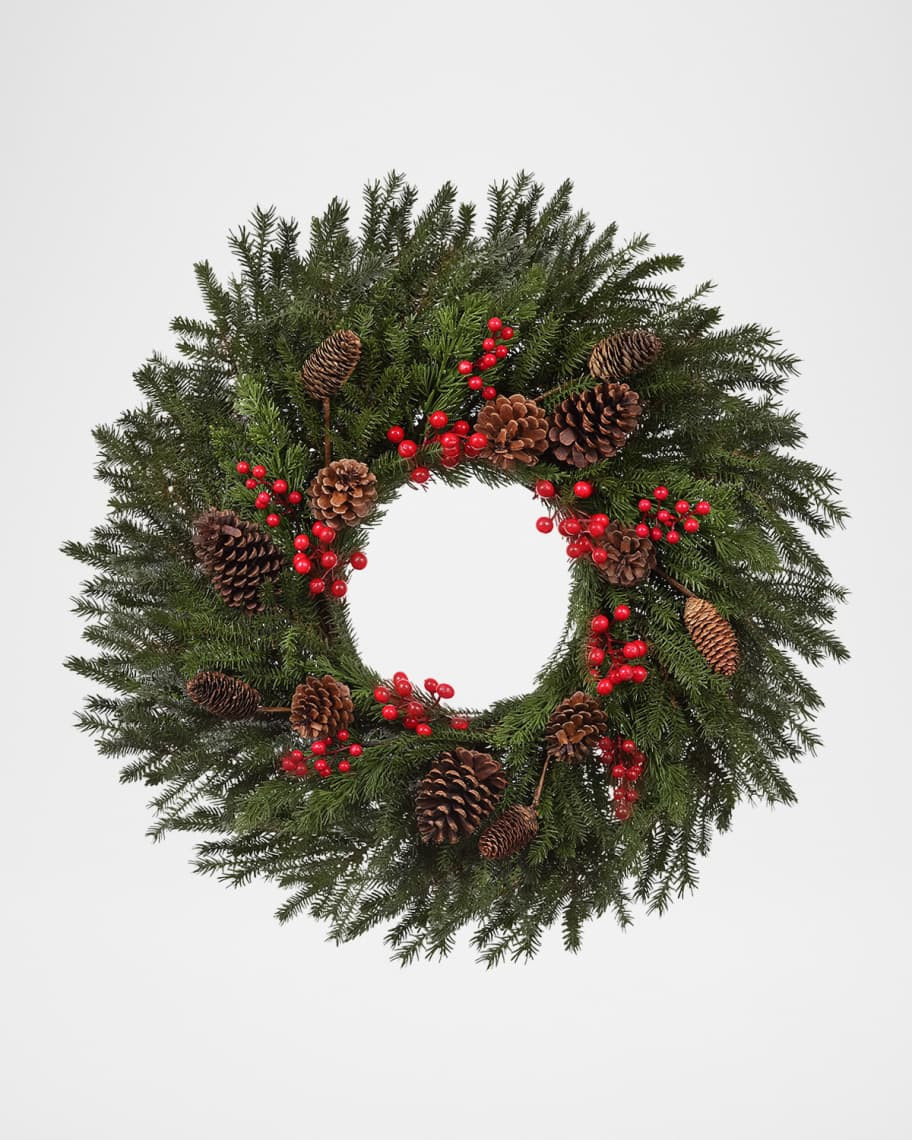 Winward Home Berry Mixed Pine 26" Wreath | Horchow