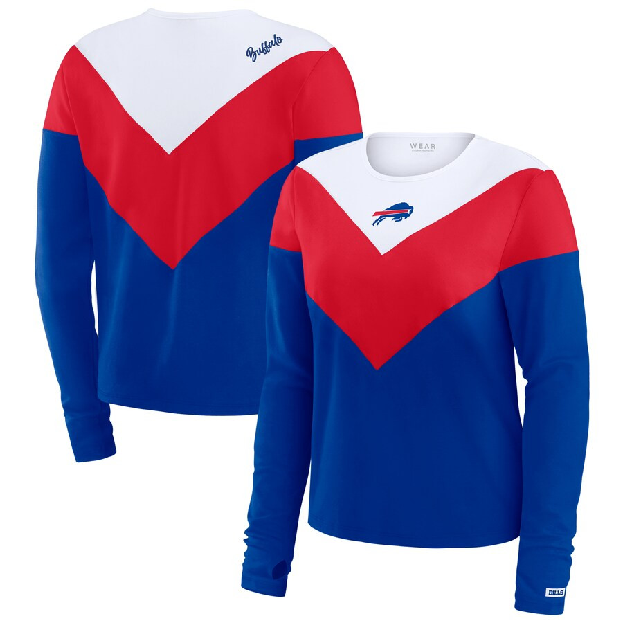 Women's Buffalo Bills WEAR by Erin Andrews Royal/Red Chevron Tri-Blend Long Sleeve T-Shirt | NFL Shop